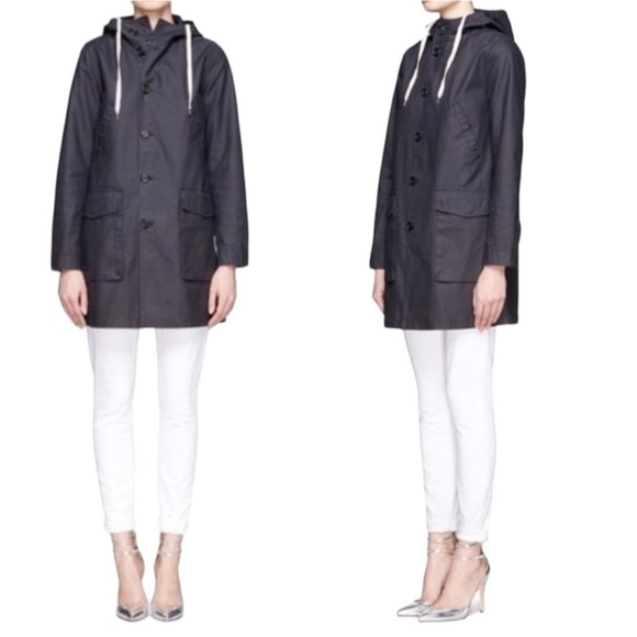 J. Crew Jackets & Blazers - J. CREW HOODED CANVAS BASKET-WEAVE NAVY JACKET SIZE SMALL
